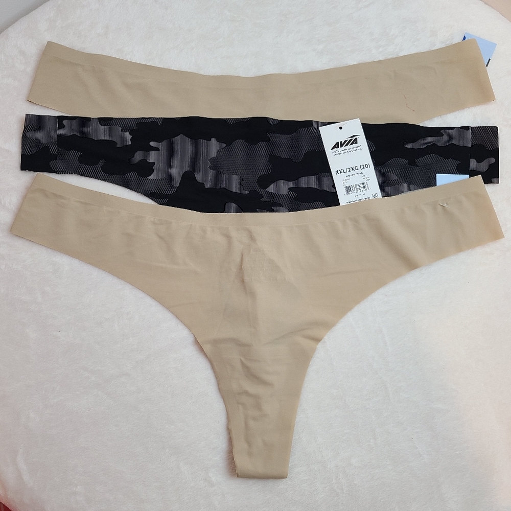 3pk Smooth Nylon No-show Thong Panties Size XXL Avia & Maurice's